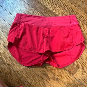 Red LuluLemon speed shorts